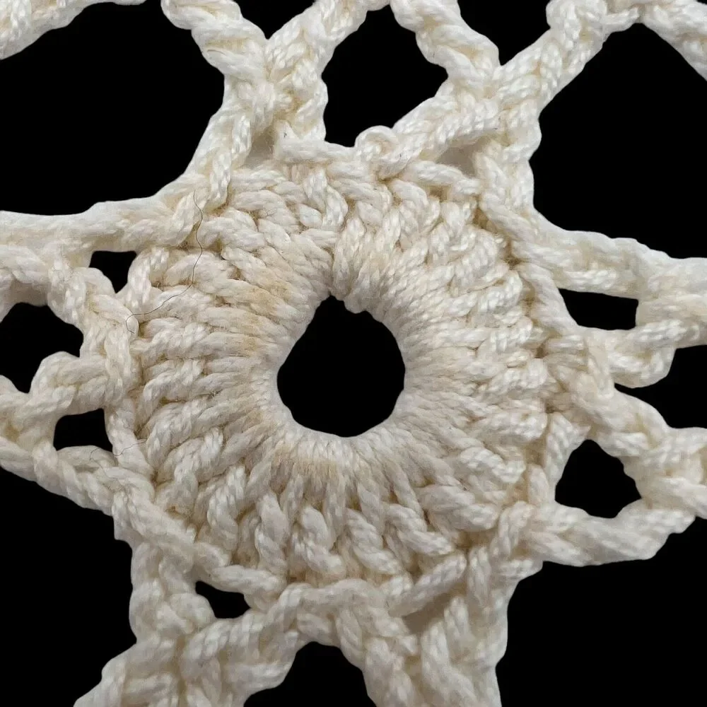 Handmade Crochet Placemats Napkin Rings Set of 4 17x11 Cream Boho Shabby Farm